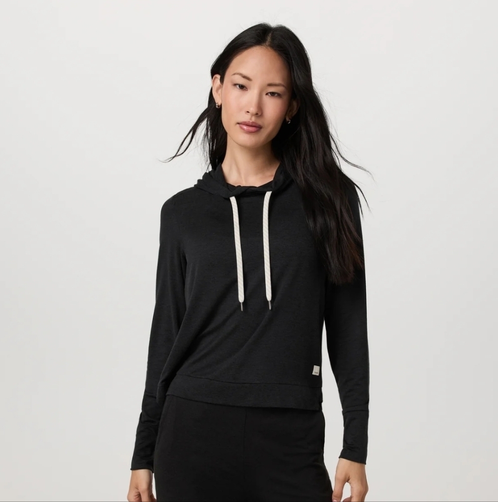 Vuori Halo Essential Hoodie, Black Heather, Medium